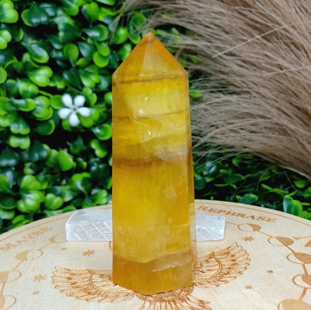 ● Gorgeous Yellow Fluorite Crystal Tower 🔮